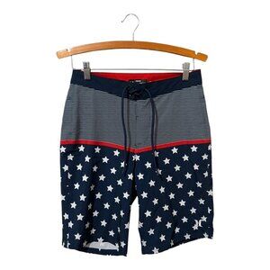 Hurley Board Shorts Men's 28 Patriotic USA Red White Blue